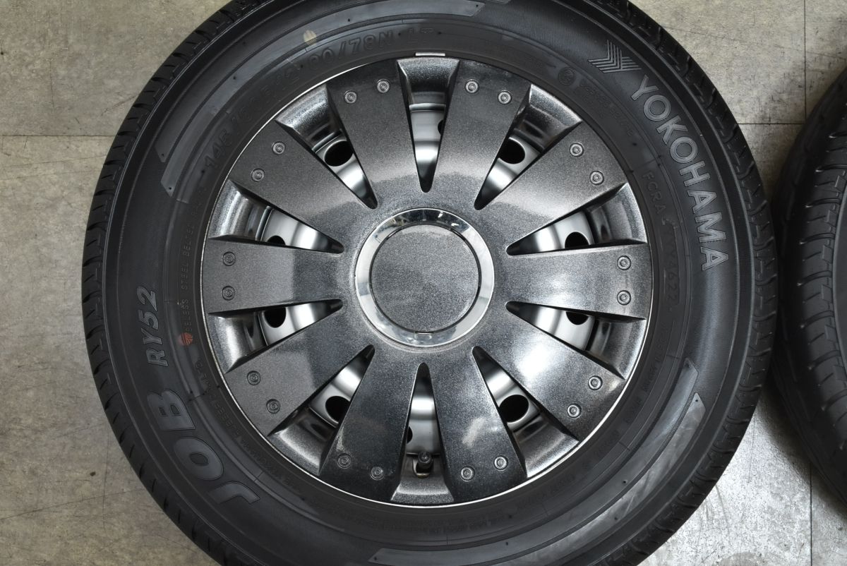  社外ホイールキャップ付き ダイハツ ハイゼット 12 in 4 00 B 40 PCD 100 ヨコハマ JOB RY 52 145 80 R バリ溝 スチール アトレー 12インチ以下 タイヤ ホイールセット