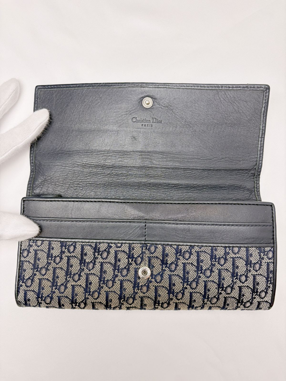Dior/ディオール】長財布 トロッター柄 ネイビー ロングウォレット