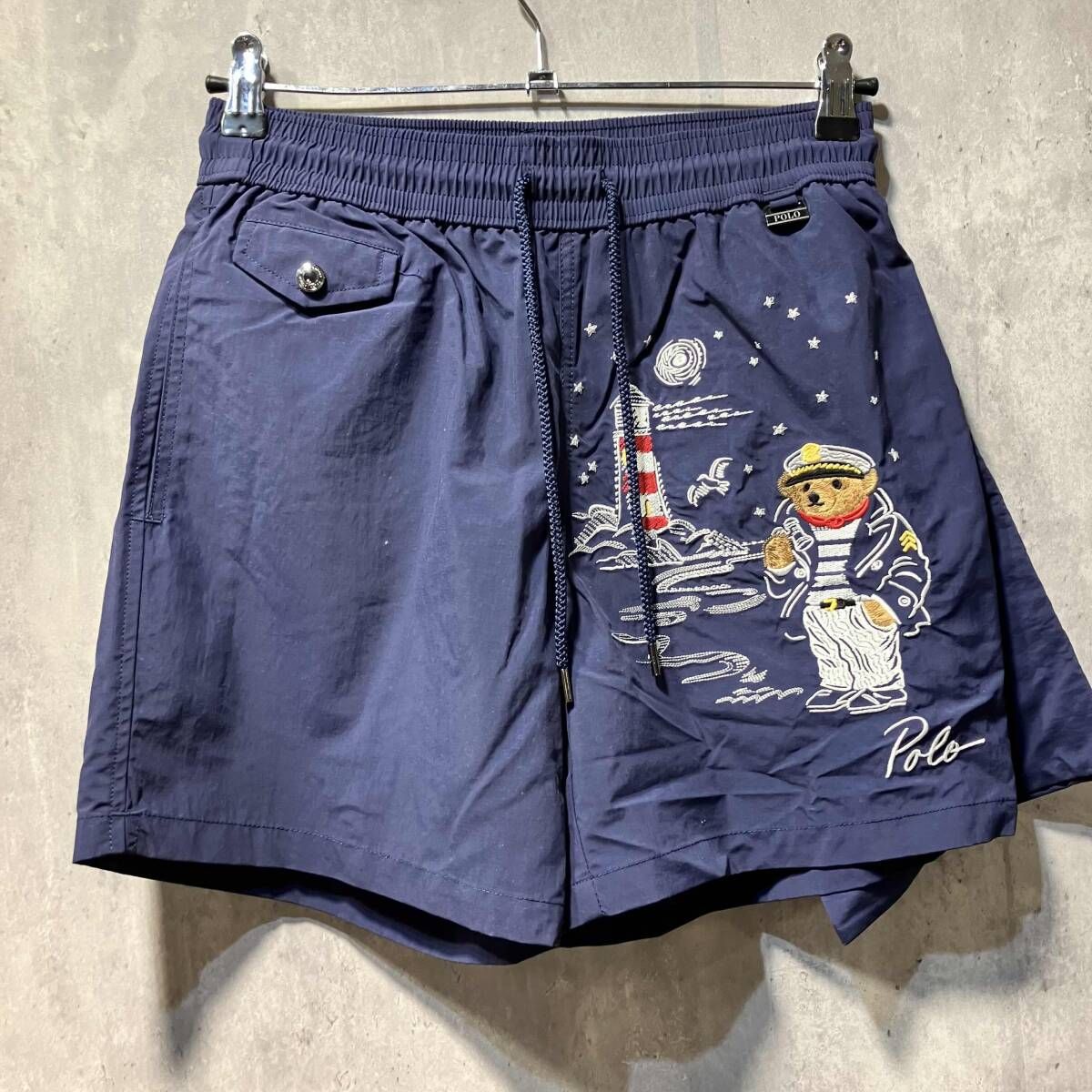 POLO RALPH LAUREN polobear embroidery surf shorts ポロベア刺繍サーフショーツ ネイビー サイズXS 有り ポロラルフローレン