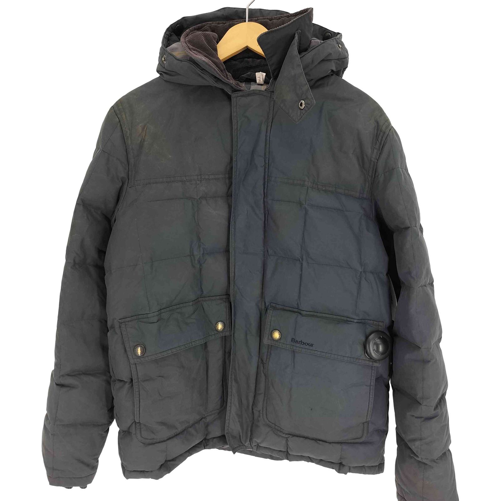 バブアー Barbour 00S 3ワラント NATURAL FEATHER DOWN MILITARY QUILT オイルド ダウンジャケット メンズ import：L