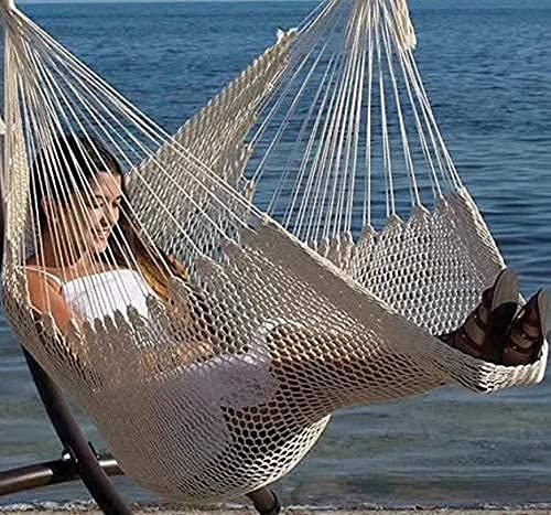 メキシカンタイプ メッシュチェア ハンモックチェア カラビナ付 生成り ホワイト フルセット ハンモック 