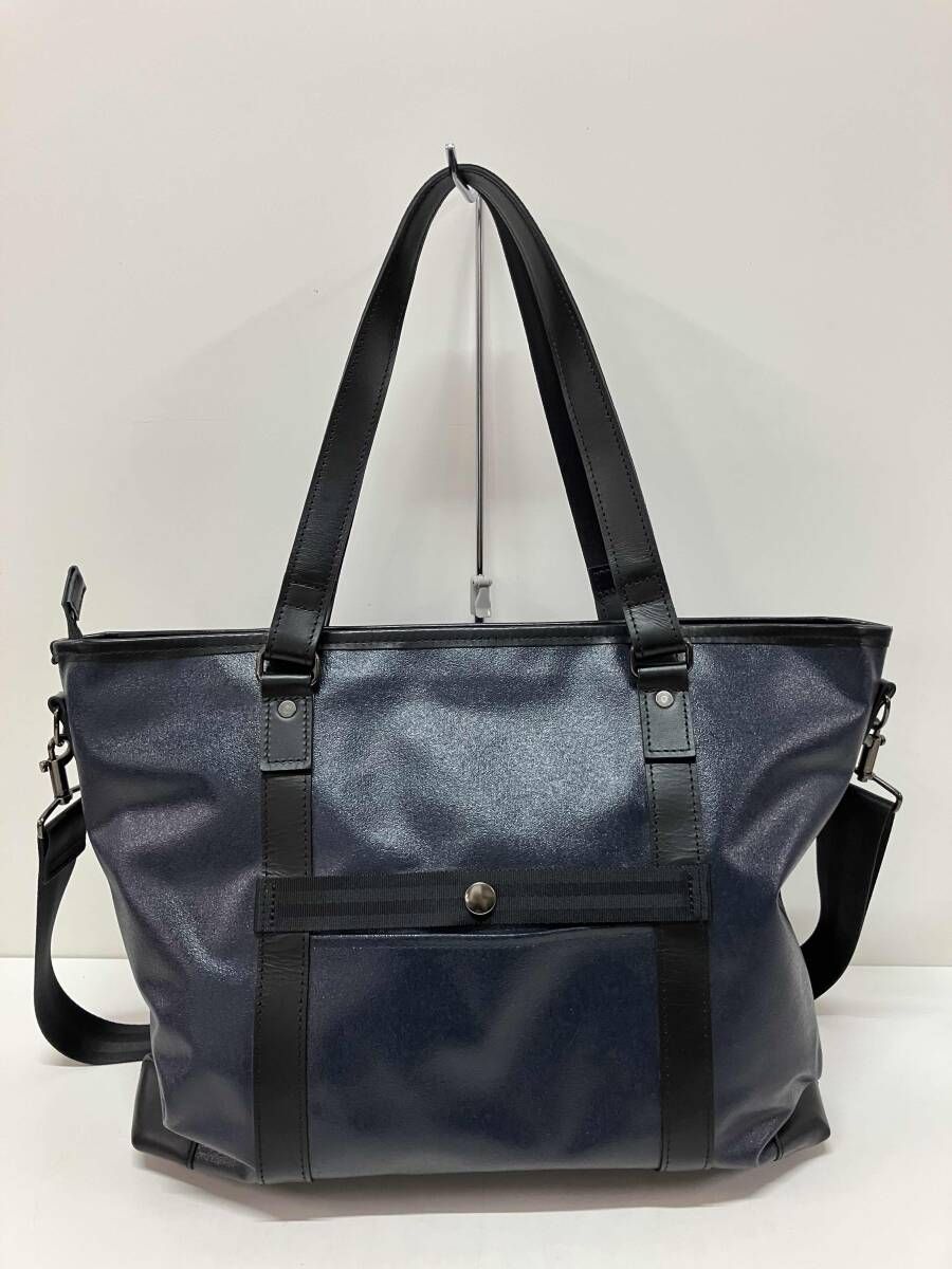 森野帆布 レザー ネイビー トートバッグ ショルダーバッグ 2WAY 日本製