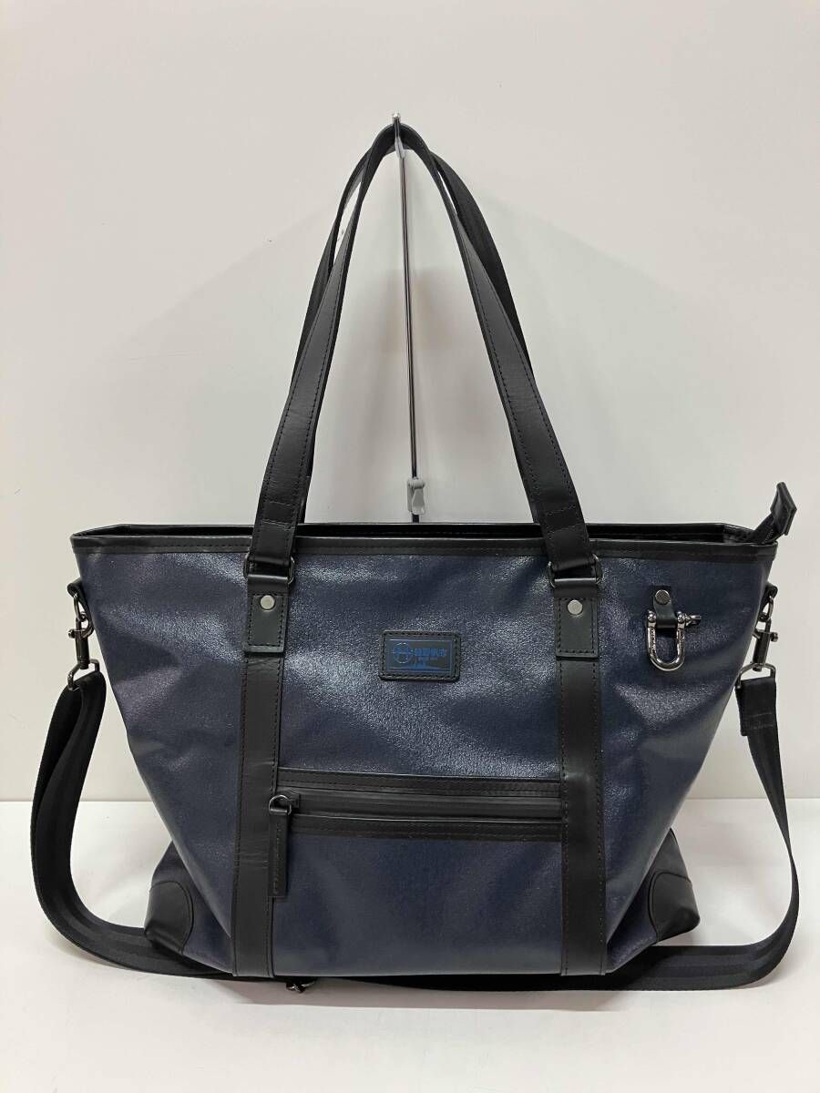 森野帆布 レザー ネイビー トートバッグ ショルダーバッグ 2WAY 日本製