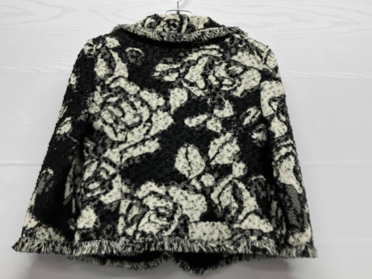 St. John セントジョン ジャケット ジャガード アメリカ製 表記サイズ 4 ブラック ホワイト フリンジ ラメ 通年の