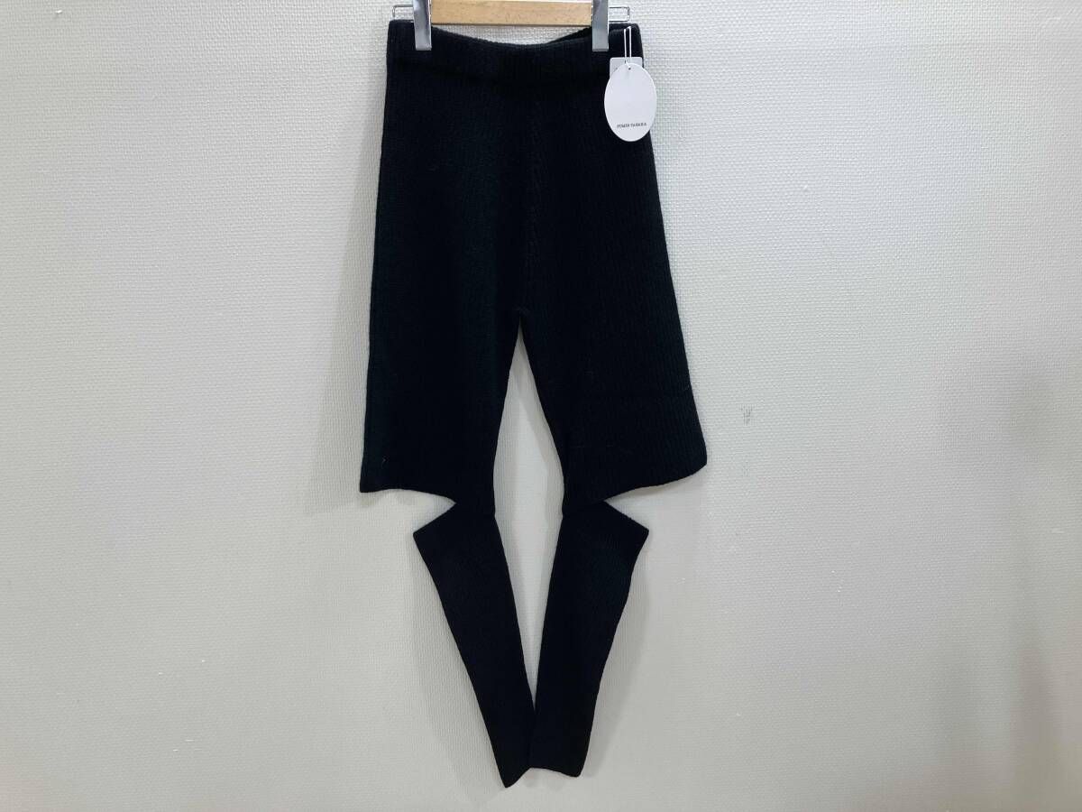 FUMIE=TANAKA ニットパンツ デザイン畦編みニットパンツ 畦ニット 黒 1 冬