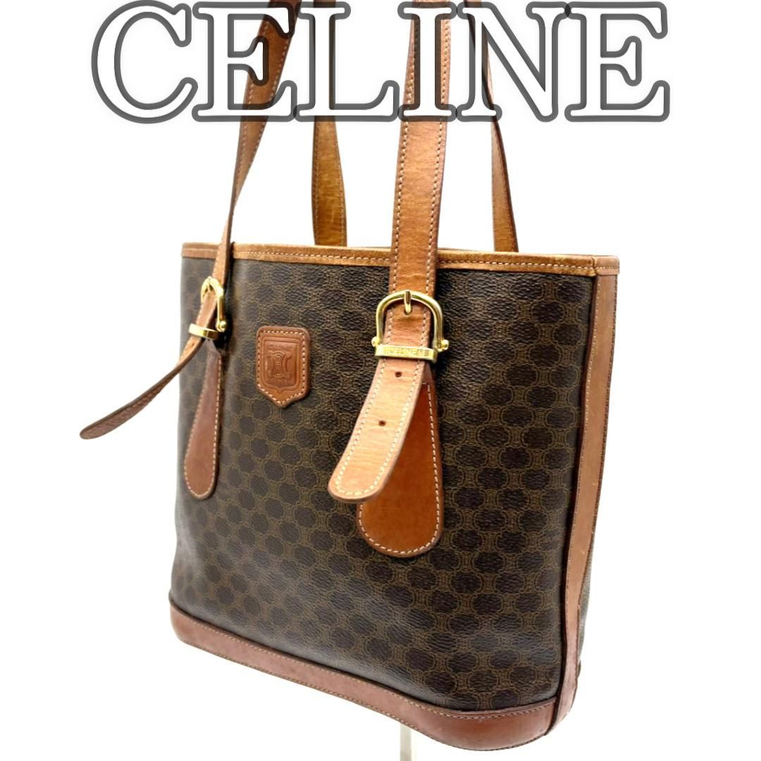 セリーヌ トートバッグ PVC マカダム柄 肩掛け ブラウン｜CELINE Tote