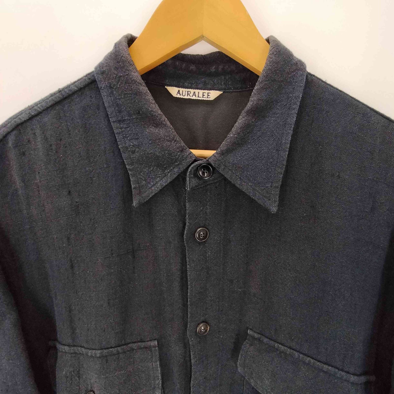 未使用級！AURLAEE WOOL LINEN TWILL SHIRT 4 オーラリー AURALEE 19SS LINEN SILK SUMMER TWEED HALF SLEEVED