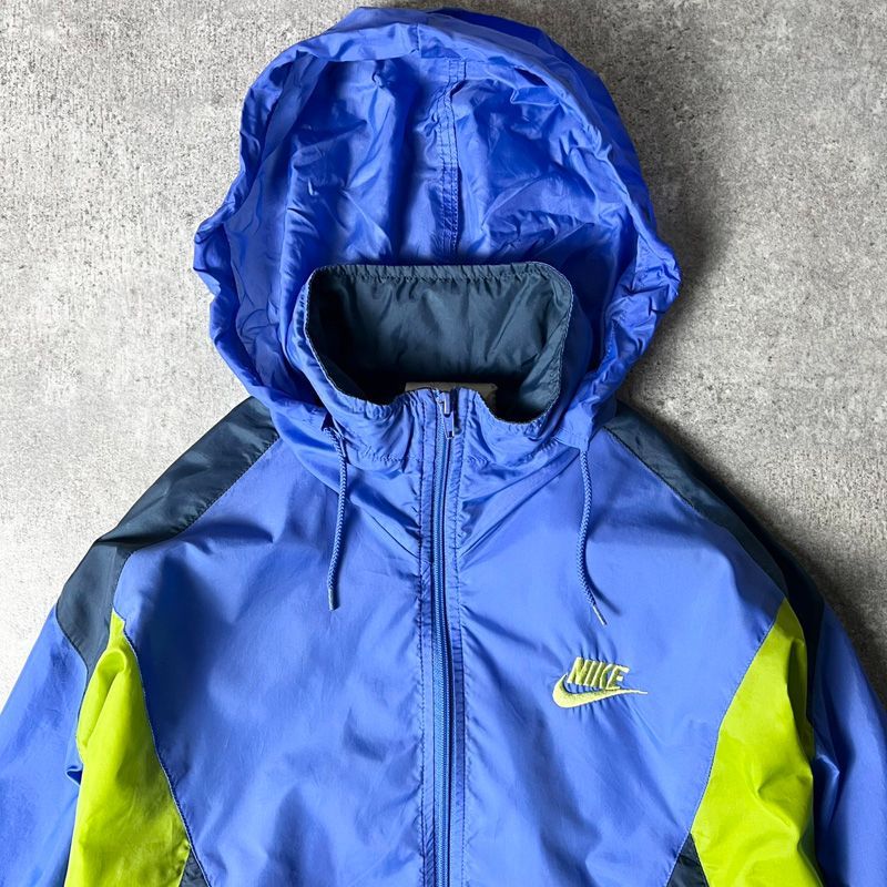 90s NIKE 初期 銀タグ スウォッシュ ロゴ 刺繍 フルジップ ナイロン