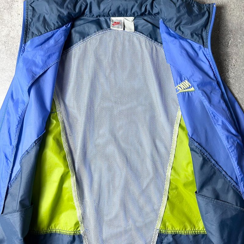 90s NIKE 初期 銀タグ スウォッシュ ロゴ 刺繍 フルジップ ナイロン