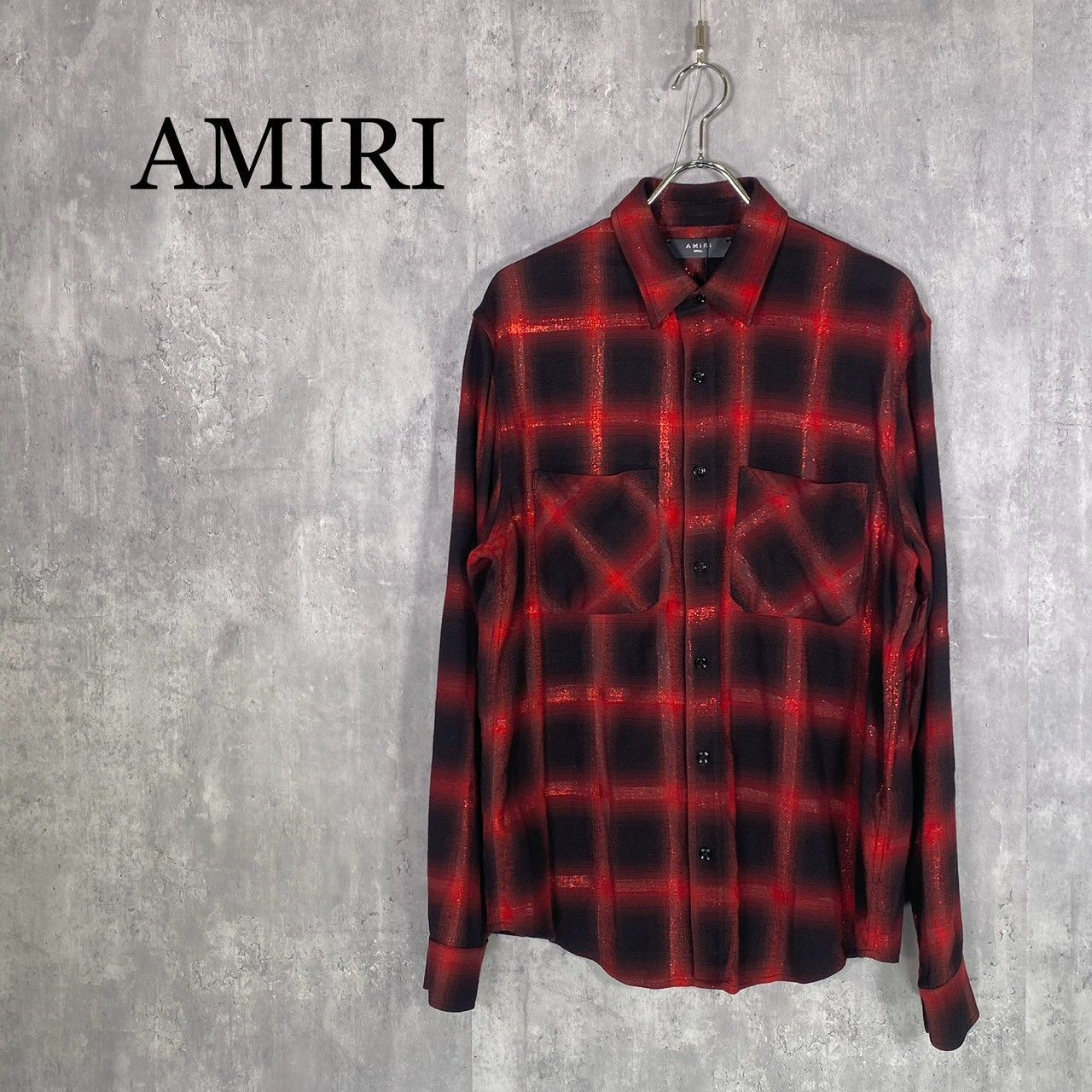 AMIRI レザーシャツ S チェック柄 AMIRI』アミリ (S) ラメチェック長袖シャツ - メルカリ