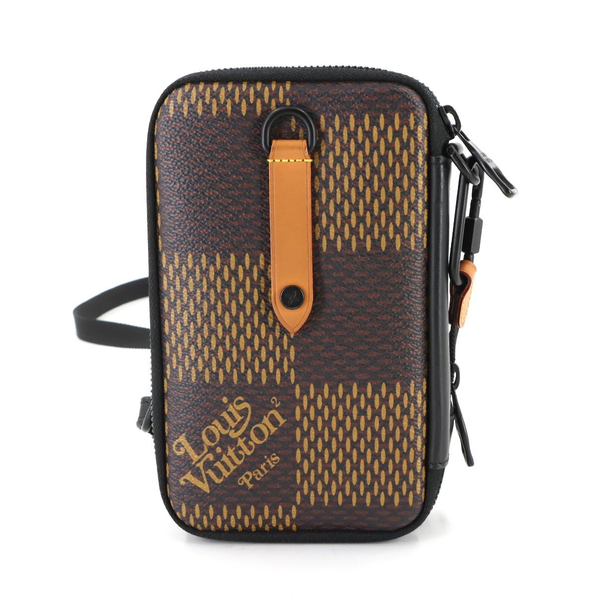 ルイ ヴィトン LOUIS VUITTON ダミエ ジャイアント ダブル フォン ポーチ ショルダー バッグ N 40377 NIGOコラボ 亀