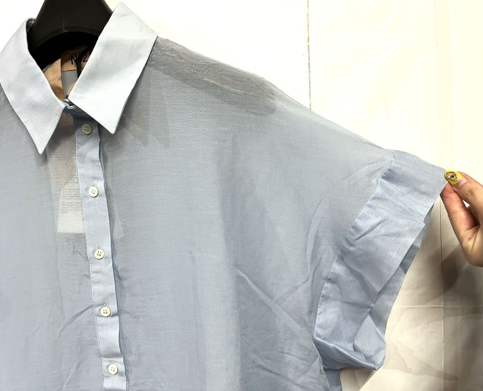  N°21｜ヌメロヴェントゥーノ フラワーレースデザイン バンドスリーブプルオーバーシルクブラウス 半袖 シャツ ブラウス