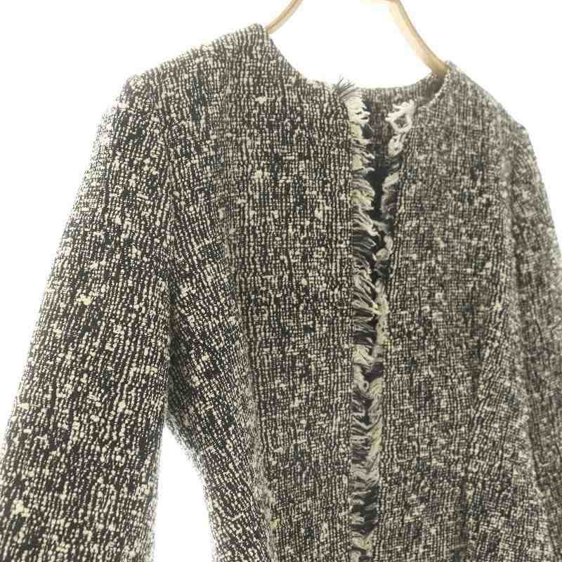 かぼちゃヨーコチャンYOKO CHANツイードノーカラージャケット36 ヨーコチャン YOKO CHAN ノーカラー フリンジ ツイードジャケット 36