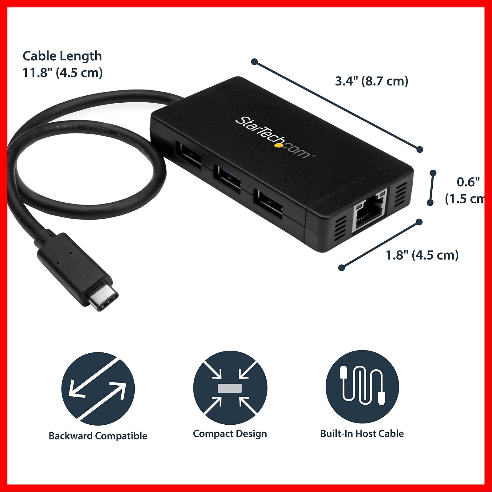  商品 1ポートギガビット有線LANアダプタ 3.0ハブ ACアダプタ付属 Type-C接続3ポートUSB USB StarTech.com その他 文房具 事務用品