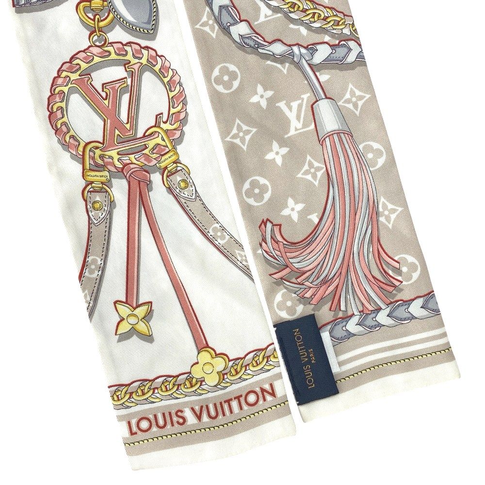  ルイヴィトン バンドー ツイリー スカーフ ストラップ シルク ホワイト ベージュ M 77698 箱 27066 3 バンダナ スカーフ 小物