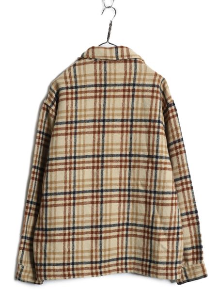 70s ペンドルトン　ビンテージウールチェックジャケット　USA製 ベージュ お得なクーポン配布中!】 70s USA製 ☆ ペンドルトン ウール シャツ
