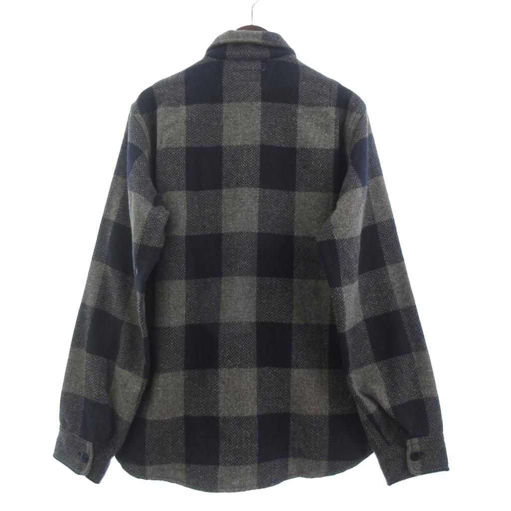 ササフラス SASSAFRAS DIGS CREW HALF Wooly Herringbone Check ディグス クルー ハーフ シャツジャケット 長袖 チェック コットン グレー M