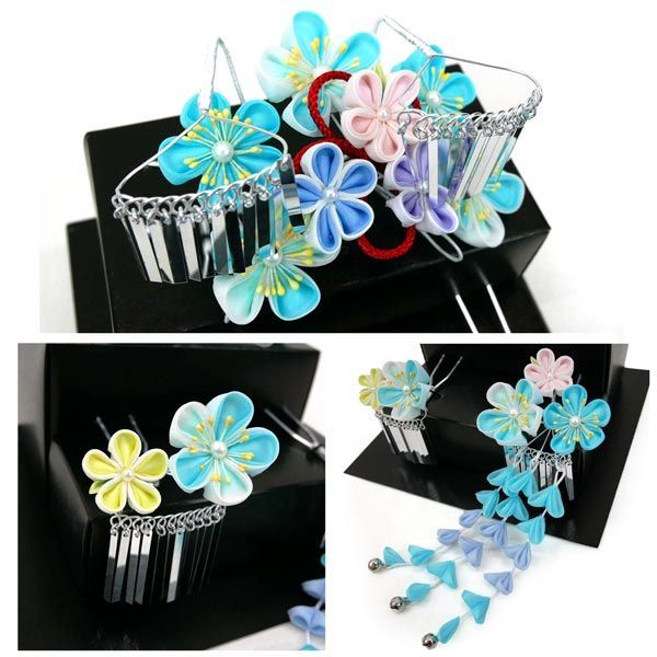 新品】七五三 勝山 3点セット ＜Bタイプ＞ kk-078-B つまみ細工 銀