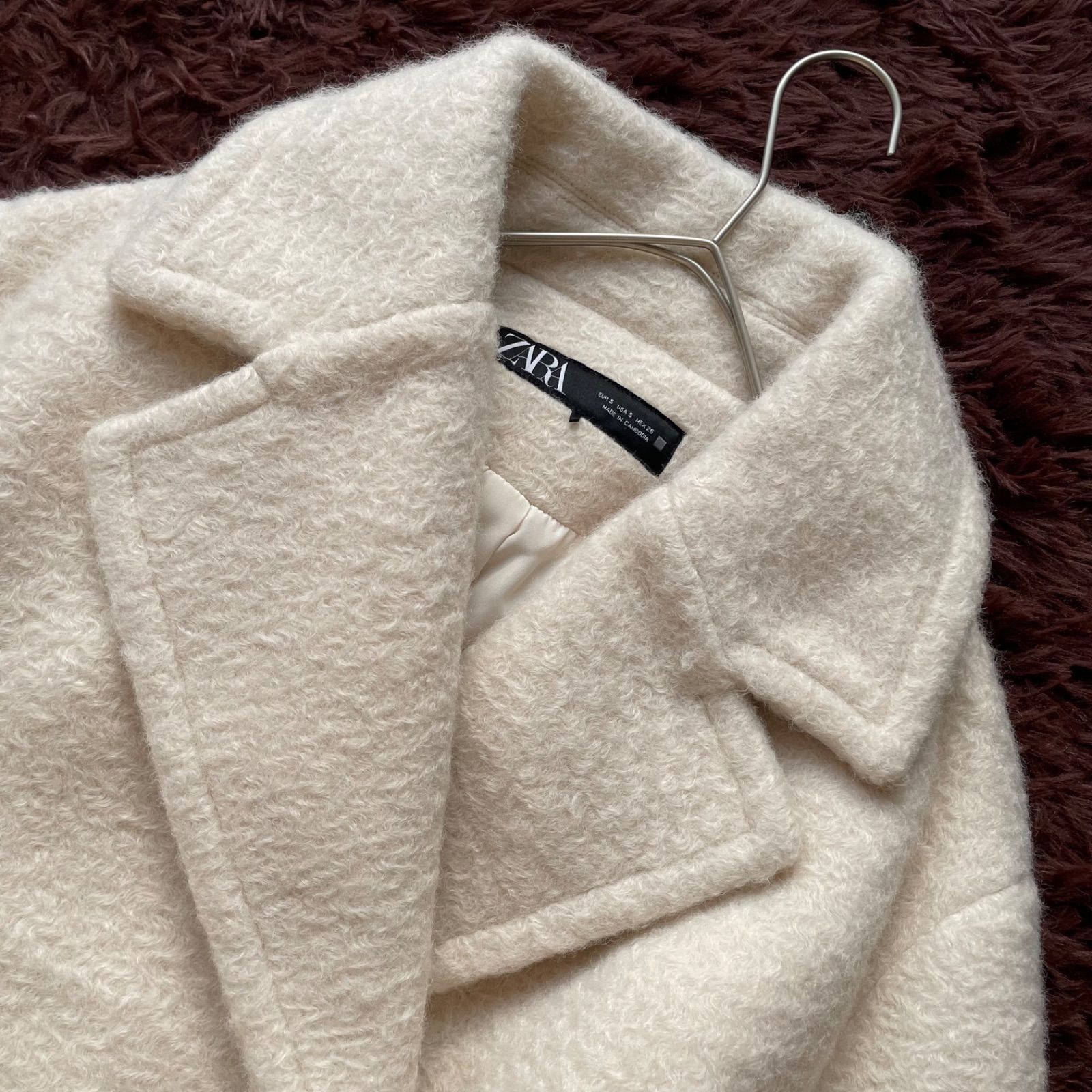 専用✨ZARA 　ザラ　ダブルブレスト ブークレコート 　金ボタン　ボア 未使用級 ZARA ザラ ダブルブレスト ブークレコート Pコート 金ボタン