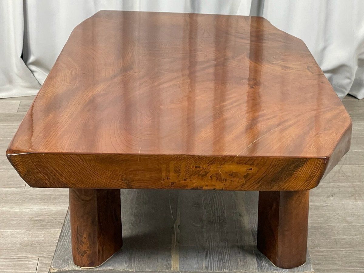 GV02 欅材 一枚板 総無垢 座卓 ちゃぶ台 座敷机/神奈川県秦野市/A3