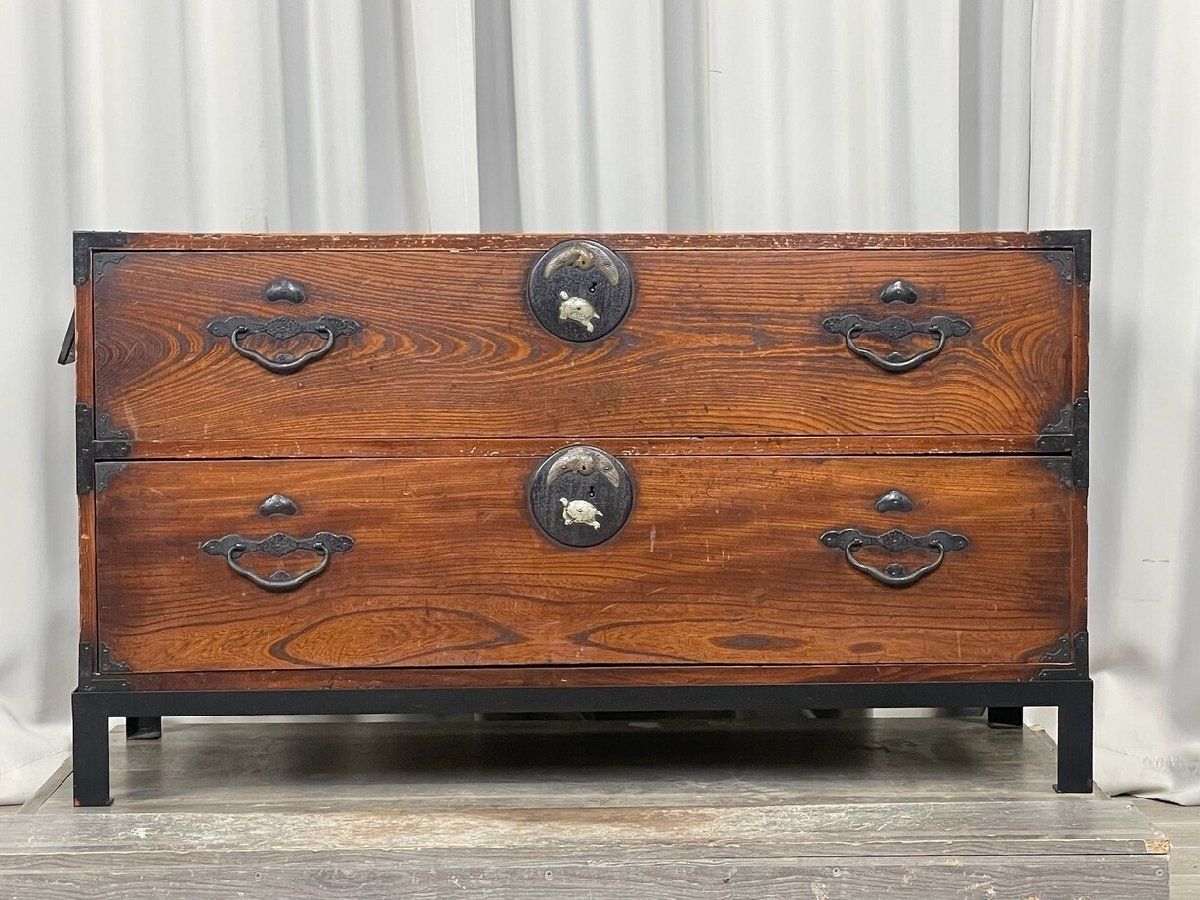 93698☆欅 和箪笥 小箪笥 鉄金具 チェスト 船箪笥 整理タンス 93698