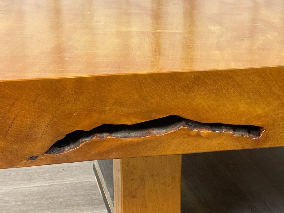 XC89 栃材 一枚板 総無垢 座卓 杢 ちぢみ 座敷机 ちゃぶ台/神奈川県