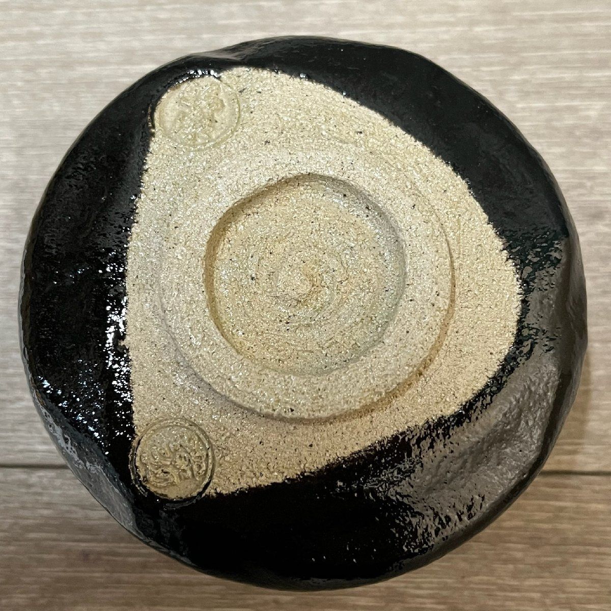 X736 佐々木昭楽 黒印尽茶碗 慶入作 銘大空 底部在印 共箱 共布 茶道