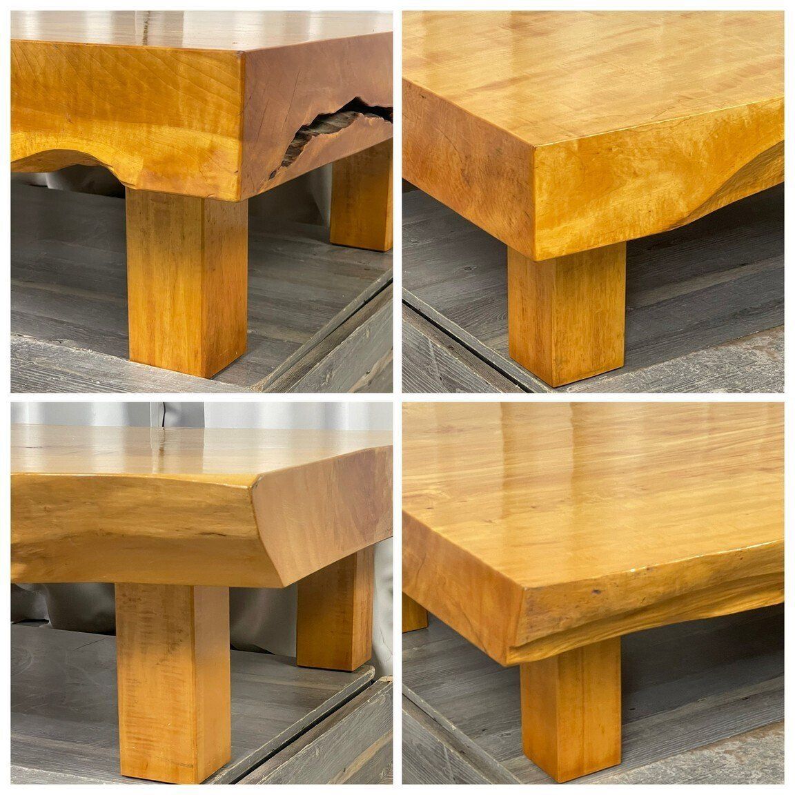 XC89 栃材 一枚板 総無垢 座卓 杢 ちぢみ 座敷机 ちゃぶ台/神奈川県