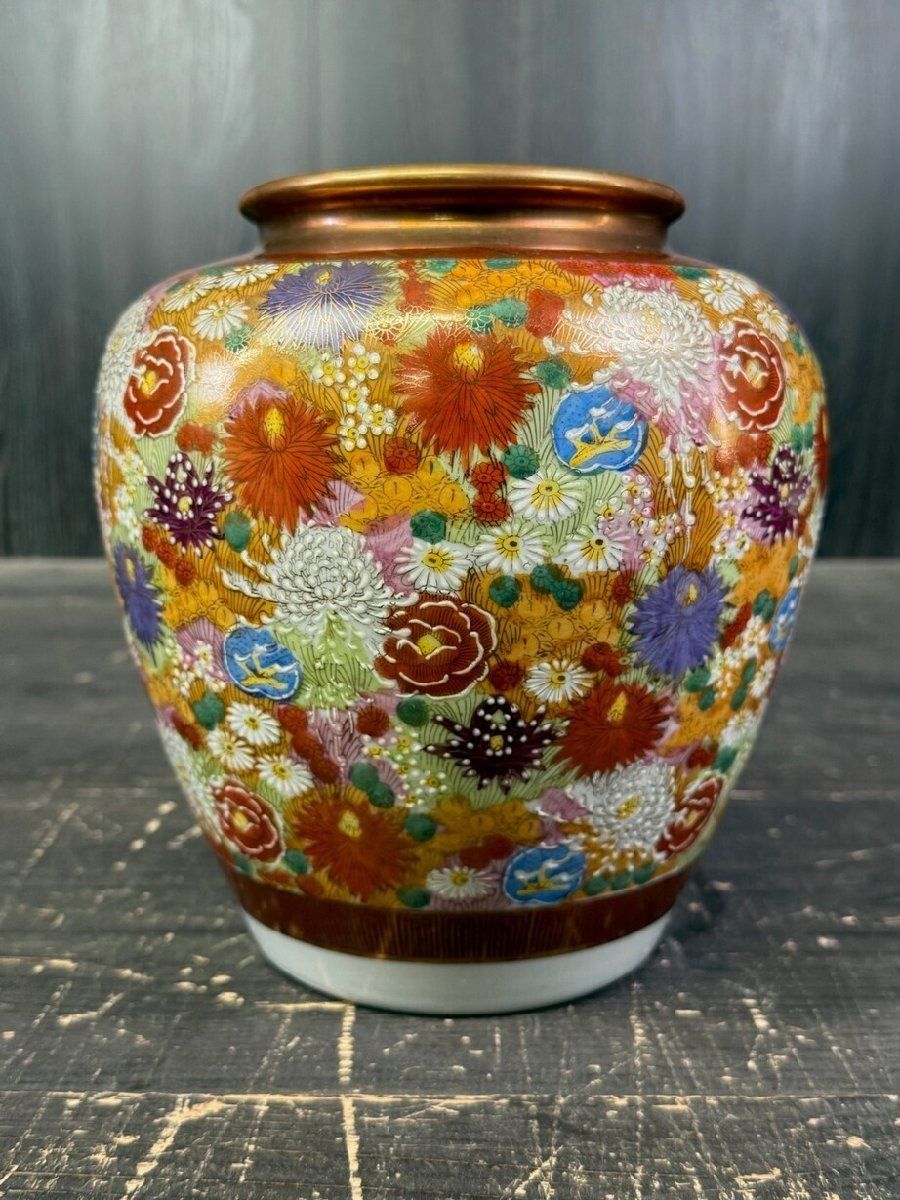 古美術品 九谷焼 大雅 花瓶 金彩 花入 花器 F2586 九谷 花瓶 金彩 花器 壺 骨董 九谷焼 花入/M4 - メルカリ