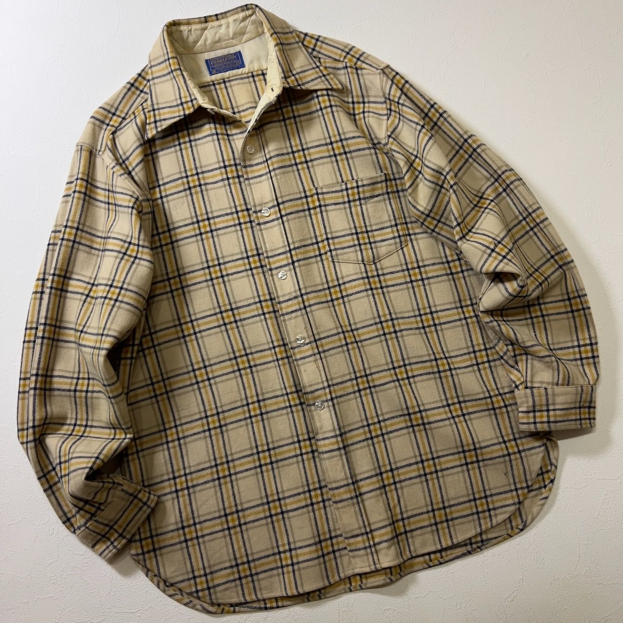 70s USA PENDLETON 襟芯 ウールシャツ チェックシャツ ペンドルトン