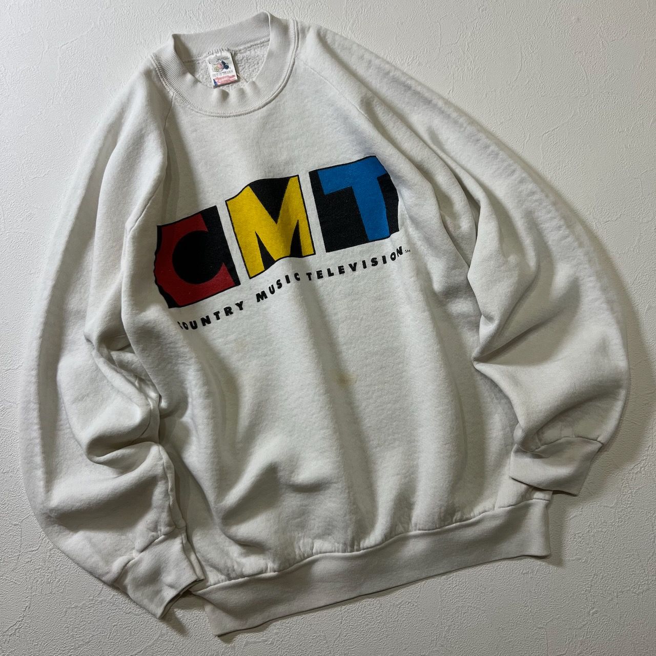 90s USA FRUIT OF THE LOOM 企業系 ラグラン スウェット ホワイト L