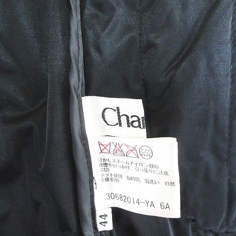 シャミー Chamois ダウンコート ロング丈 40 黒系 ブラック 花 刺繍