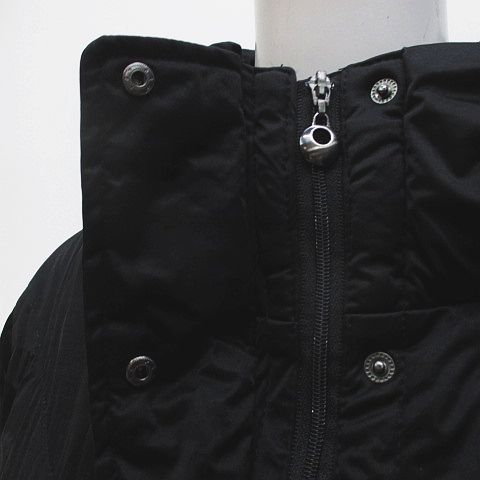 シャミー Chamois ダウンコート ロング丈 40 黒系 ブラック 花 刺繍