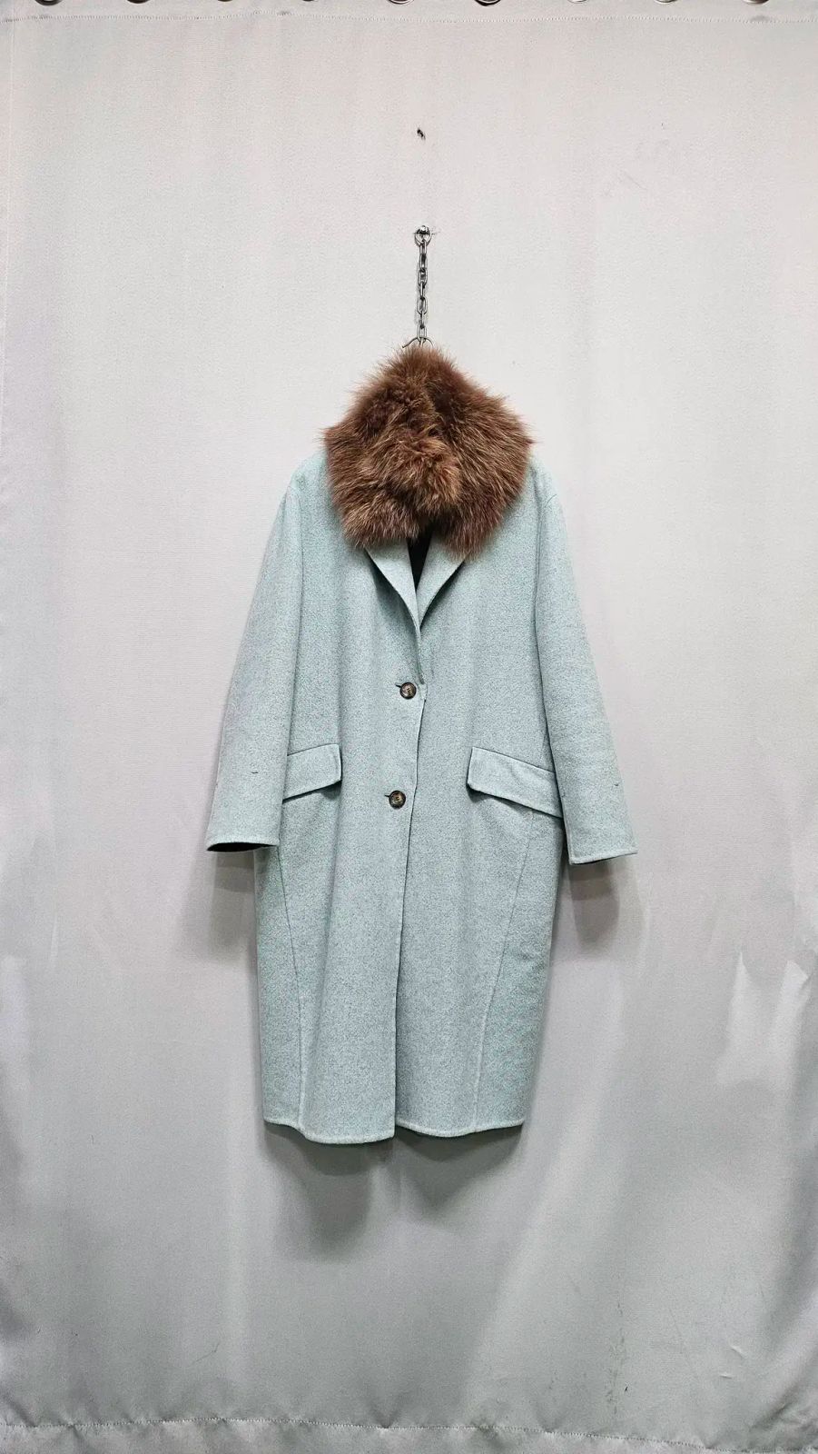 ミシャ カシミア ロングコート ファー取り外し