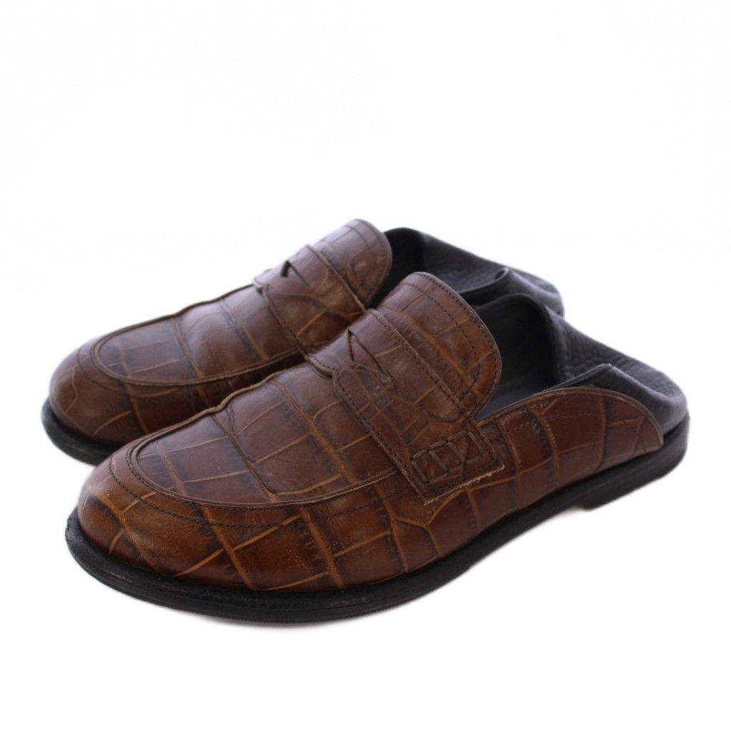 ロエベ LOEWE ローファー シューズ スリッポン クロコ型押し レザー 36