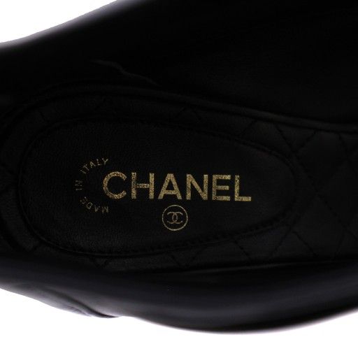 シャネル CHANEL ブーティ ショートブーツ オープントゥ レザー 37C 黒