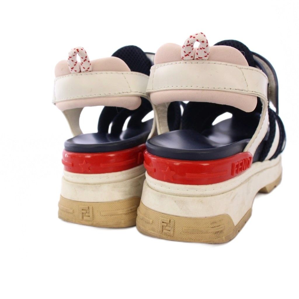 フェンディ FENDI T-REX ケージサンダル ストラップ 35 白 紺 赤