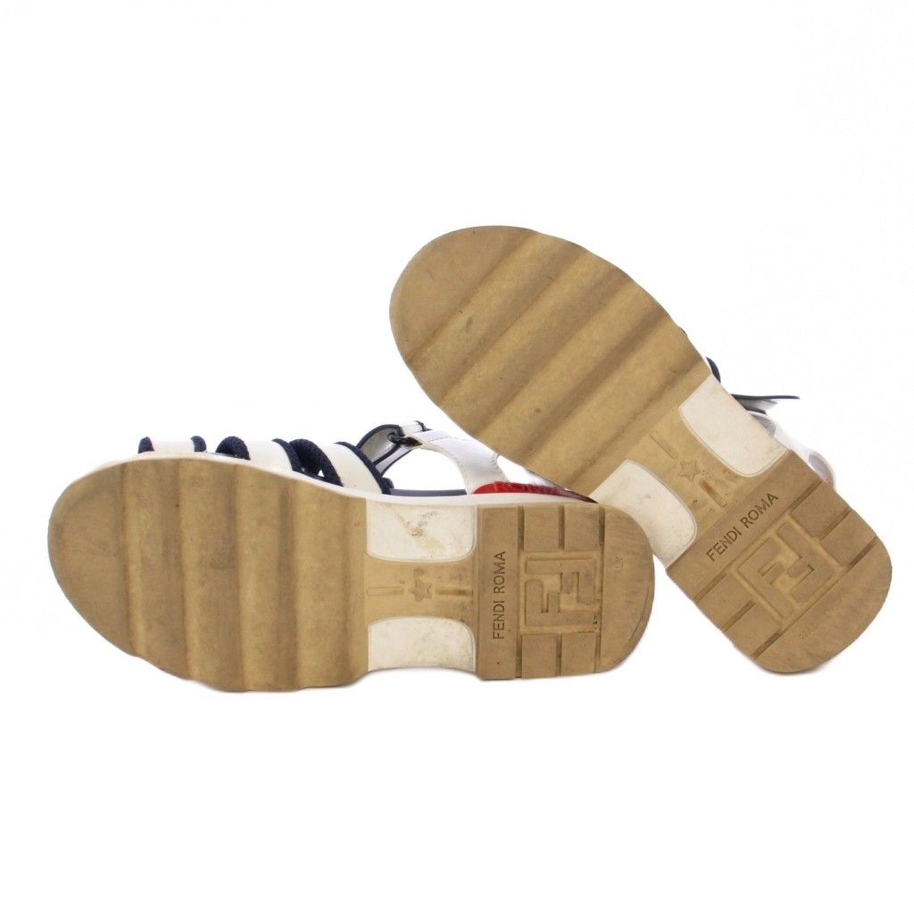 フェンディ FENDI T-REX ケージサンダル ストラップ 35 白 紺 赤