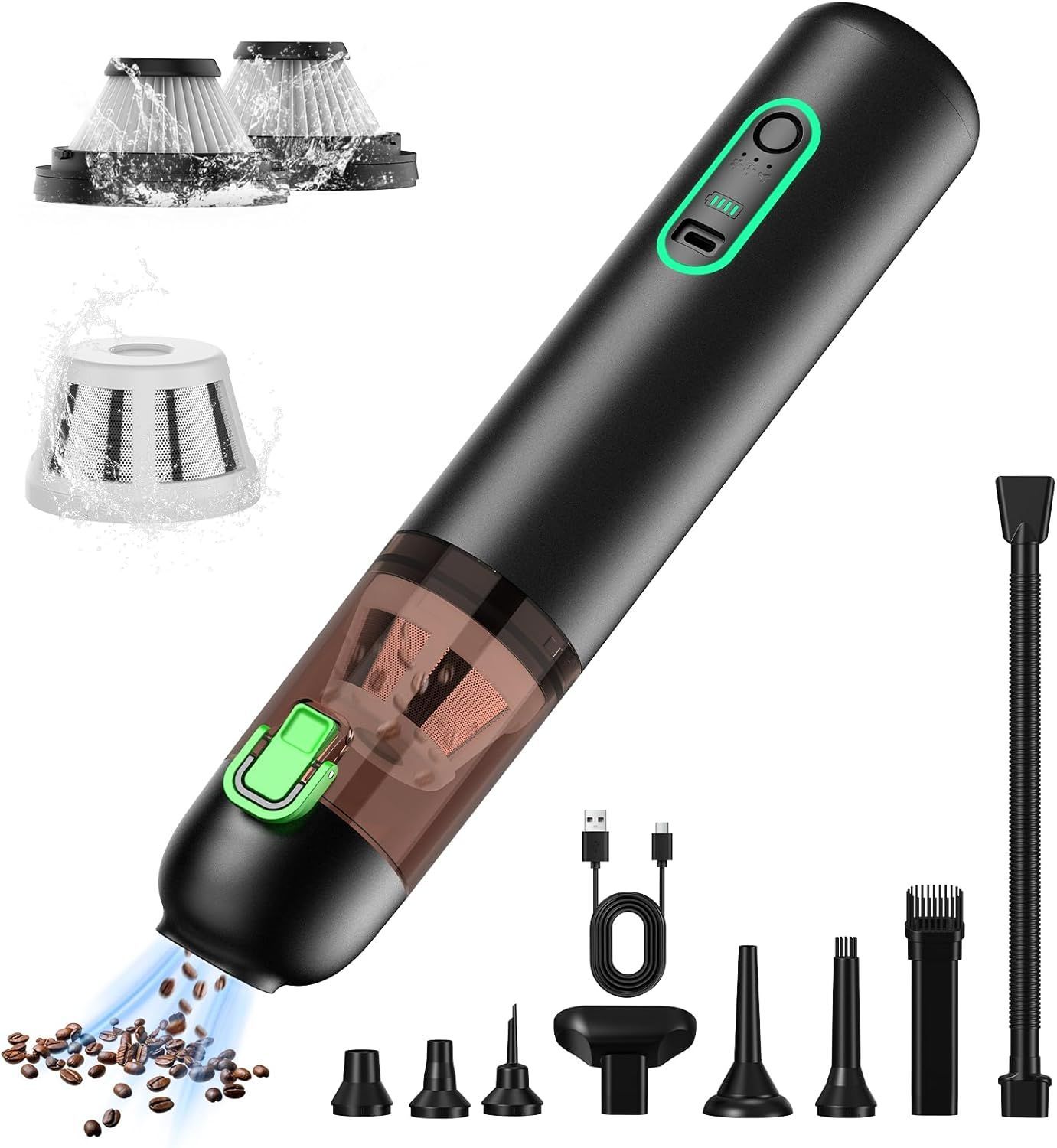 ハンディクリーナー 車用掃除機 RapAir VC 28 20000 paの吸引力 コードレス 充電式 軽量設計 大容量バッテリー 急速充電 簡単ゴミ捨て 最大40分連続使用 3段階モード4 IN 1 強力ハンディ掃除機