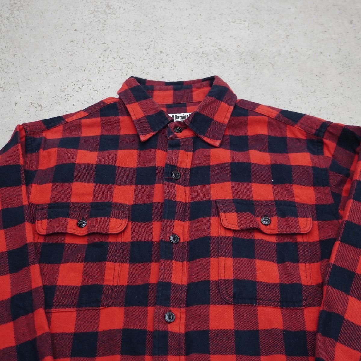 定番 A BATHING APE ア ベイシング エイプ ネルシャツ ウール ブロック