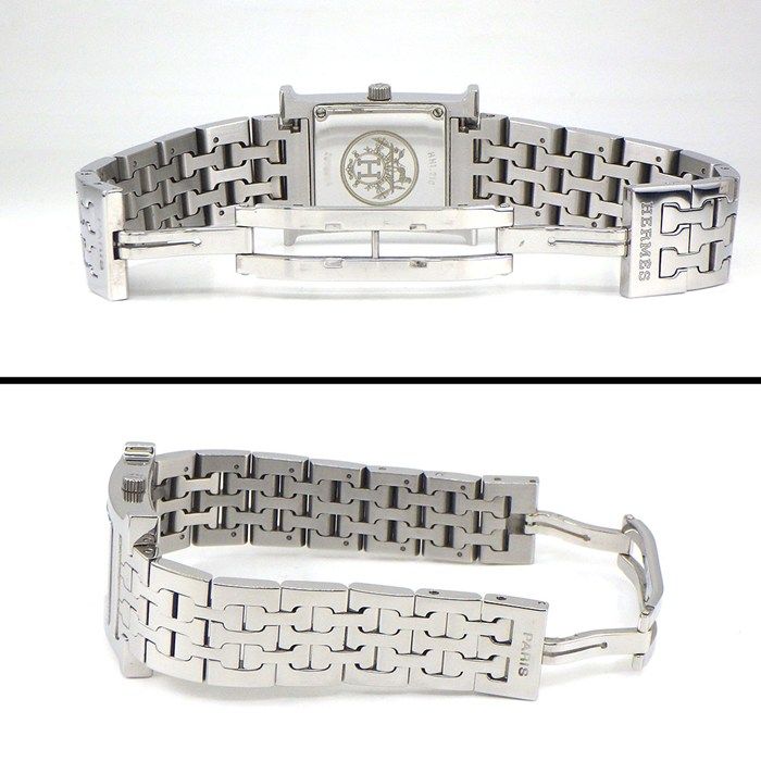  エルメス HERMES 腕時計 Hウォッチ HH 1 210 12ポイント ダイヤインデックス スクエア ホワイトシェル文字盤 SS クオーツアナログ 腕時計(デジタル) 時計