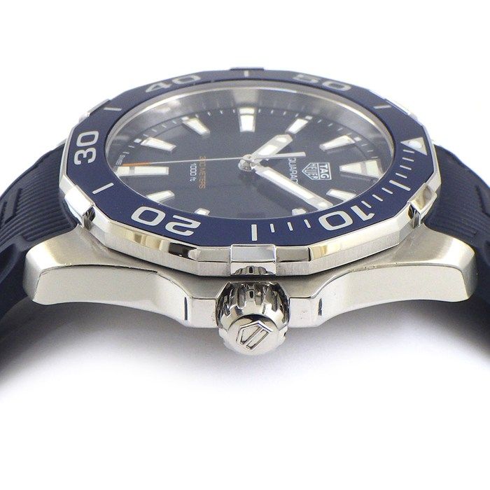 タグ ホイヤー TAG Heuer 腕時計 アクアレーサー WAY 111 C FT 6155 サンレイ ブルー文字盤 デイト 回転式ベゼル 夜光針 インデックス ネイビー ラバー SS クオーツアナログ