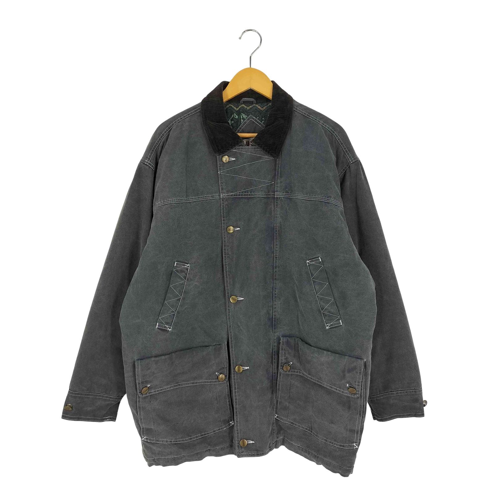 USED古着(ユーズドフルギ) USED HARD WARE 襟コーズ 裏地総柄キルティング 中綿 ハンティングジャケット メンズ 表記無 【中古】【ブランド古着バズストア】 ユーズドフルギ USED古着 USED HARD WARE 襟コーズ 裏地総柄