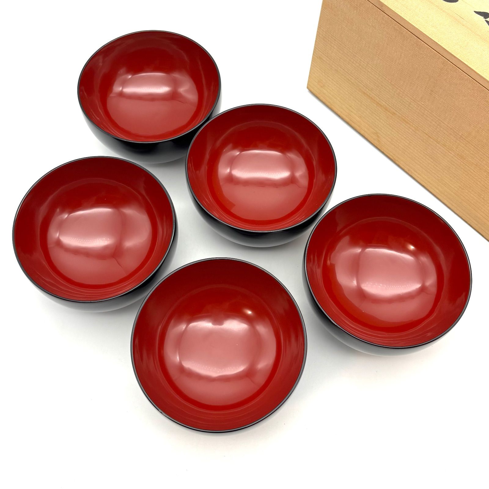 浄法寺塗】御汁椀 5客 / 外黒内朱 浄法寺塗り 浄法寺漆 南部漆器 汁椀