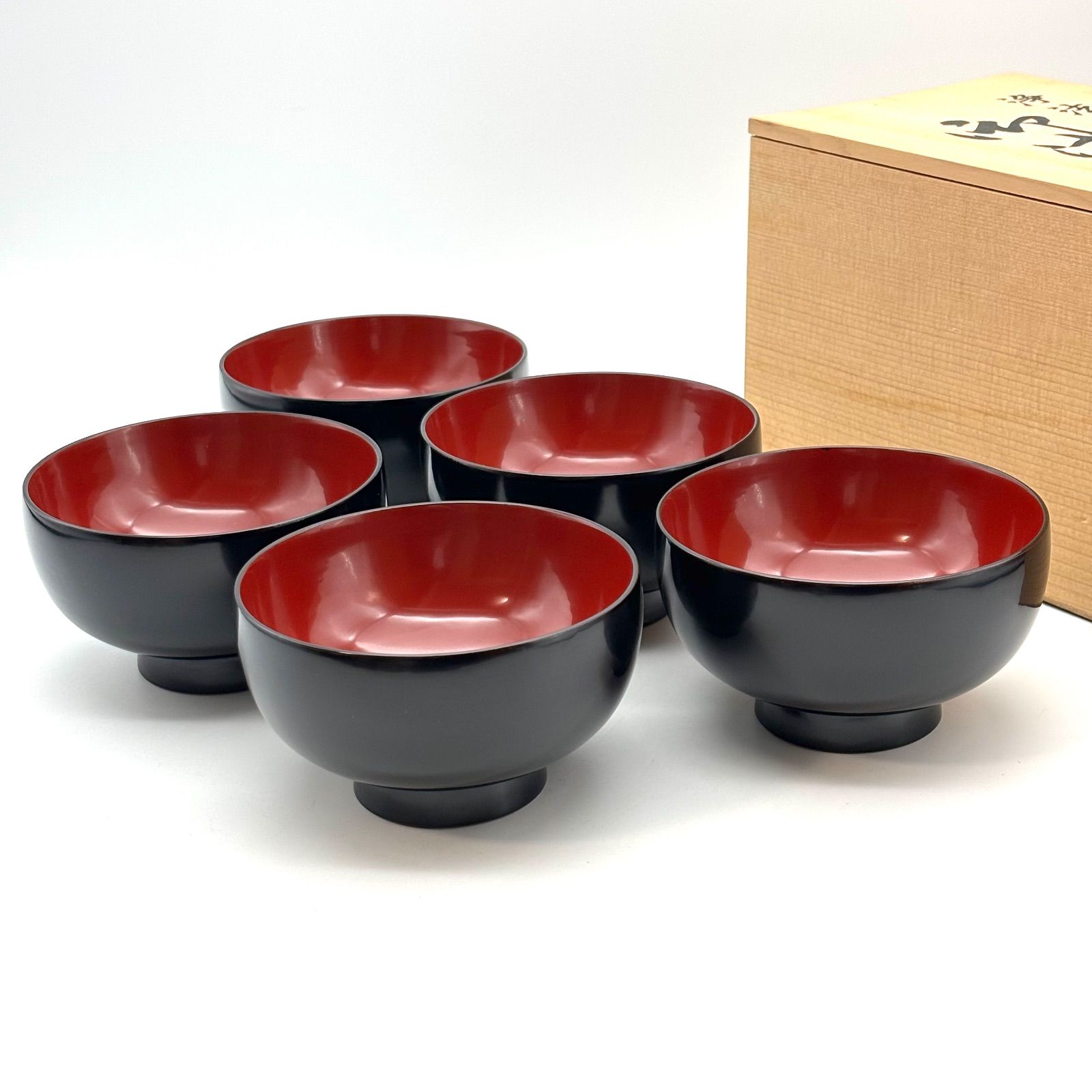 浄法寺塗】御汁椀 5客 / 外黒内朱 浄法寺塗り 浄法寺漆 南部漆器 汁椀