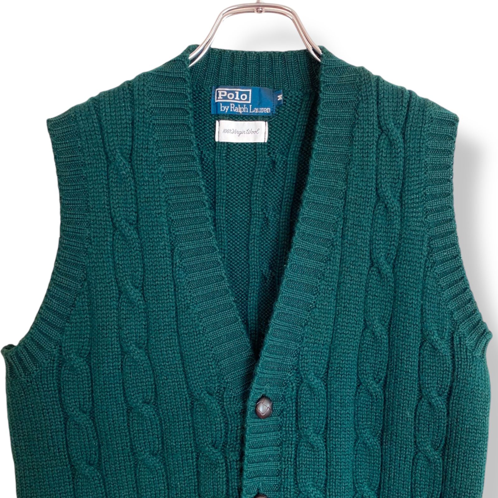 ケーブルニットカーディガン M