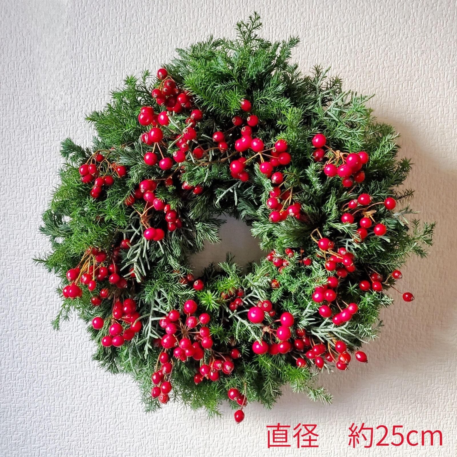 Red wreath】サンキライと野バラの実の真っ赤なコニファーリース