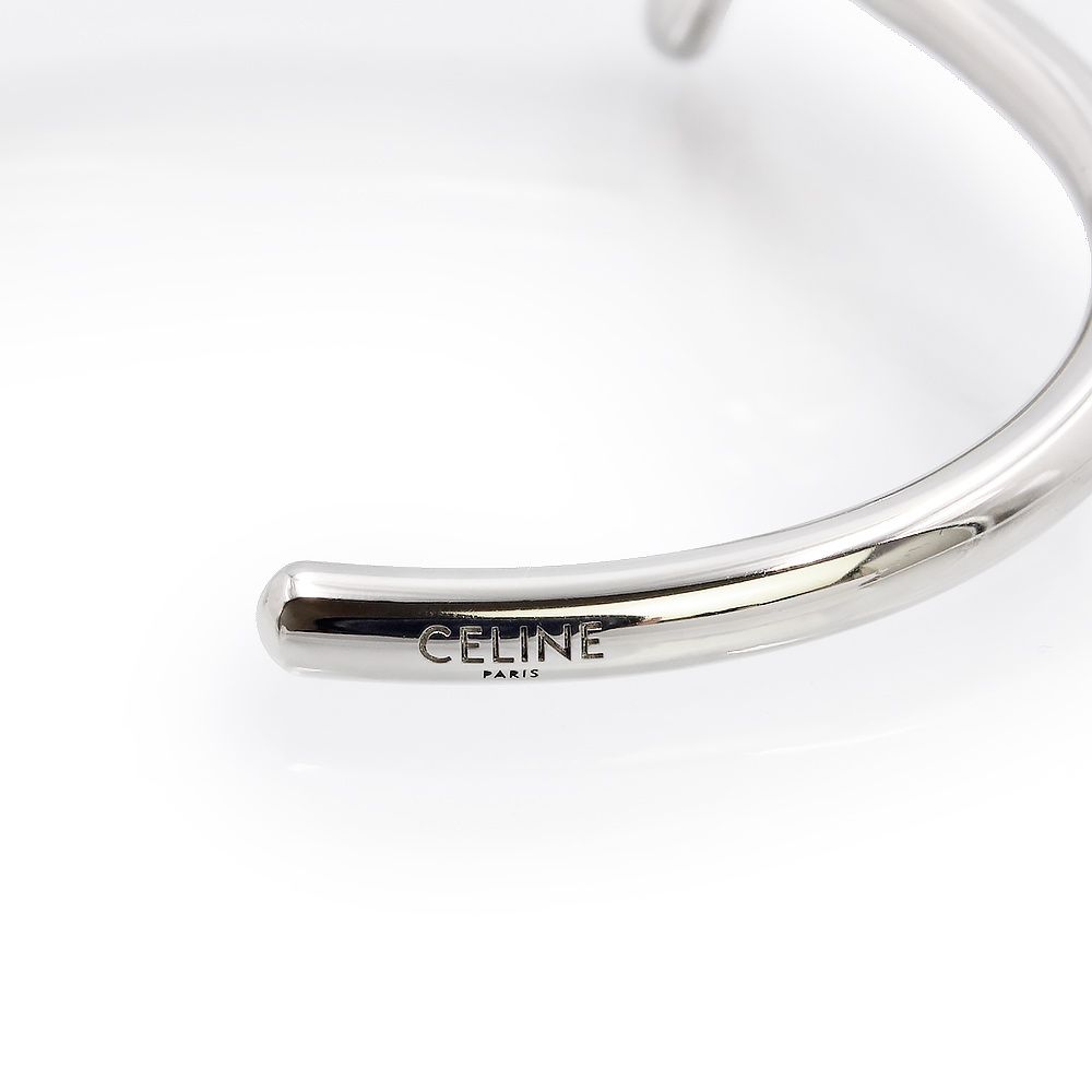 美品✨　セリーヌ　バングル　ブレスレット　ノット　ロゴ　シルバー　1346 セリーヌ ノット エクストラシン ブレスレット バングル #C1 シルバー