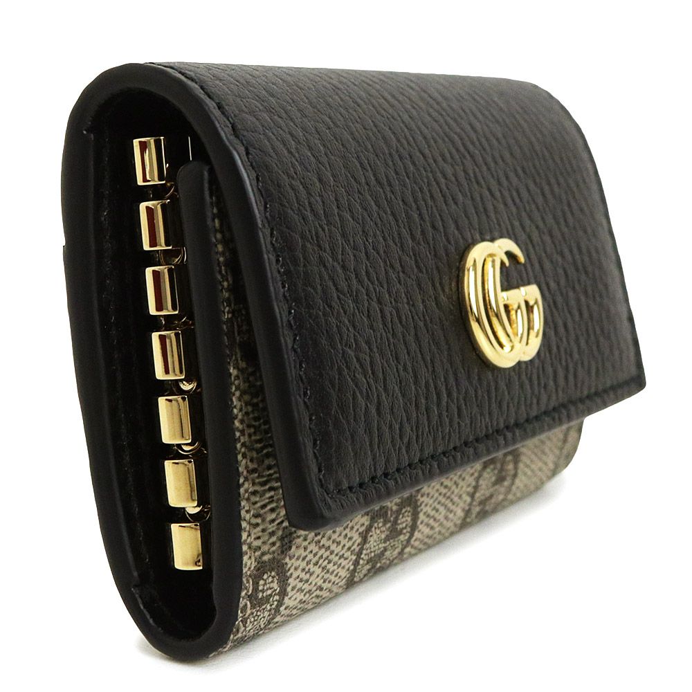 グッチ GGマーモント ダブルG バイカラー 6連 キーケース GGスプリーム