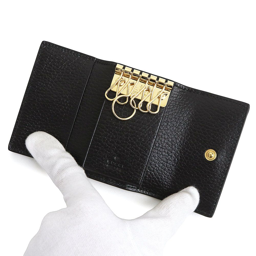 グッチ GGマーモント ダブルG バイカラー 6連 キーケース GGスプリーム